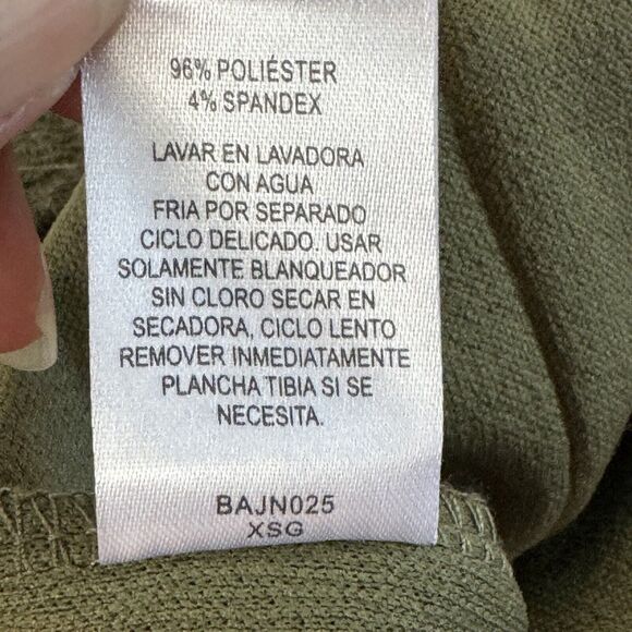 Derek Heart Womans Casual Wide Leg Pants M Olive Green Ruffle Waist Button - Picture 12 of 12